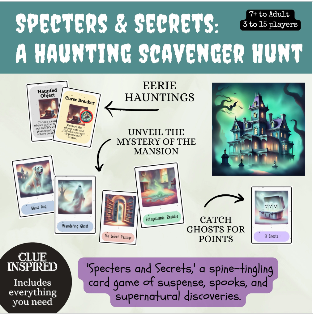 Printable Haunted Mansion Card Game, Ghost Catching Game, Mystery Card –  Splash of Colors Printables