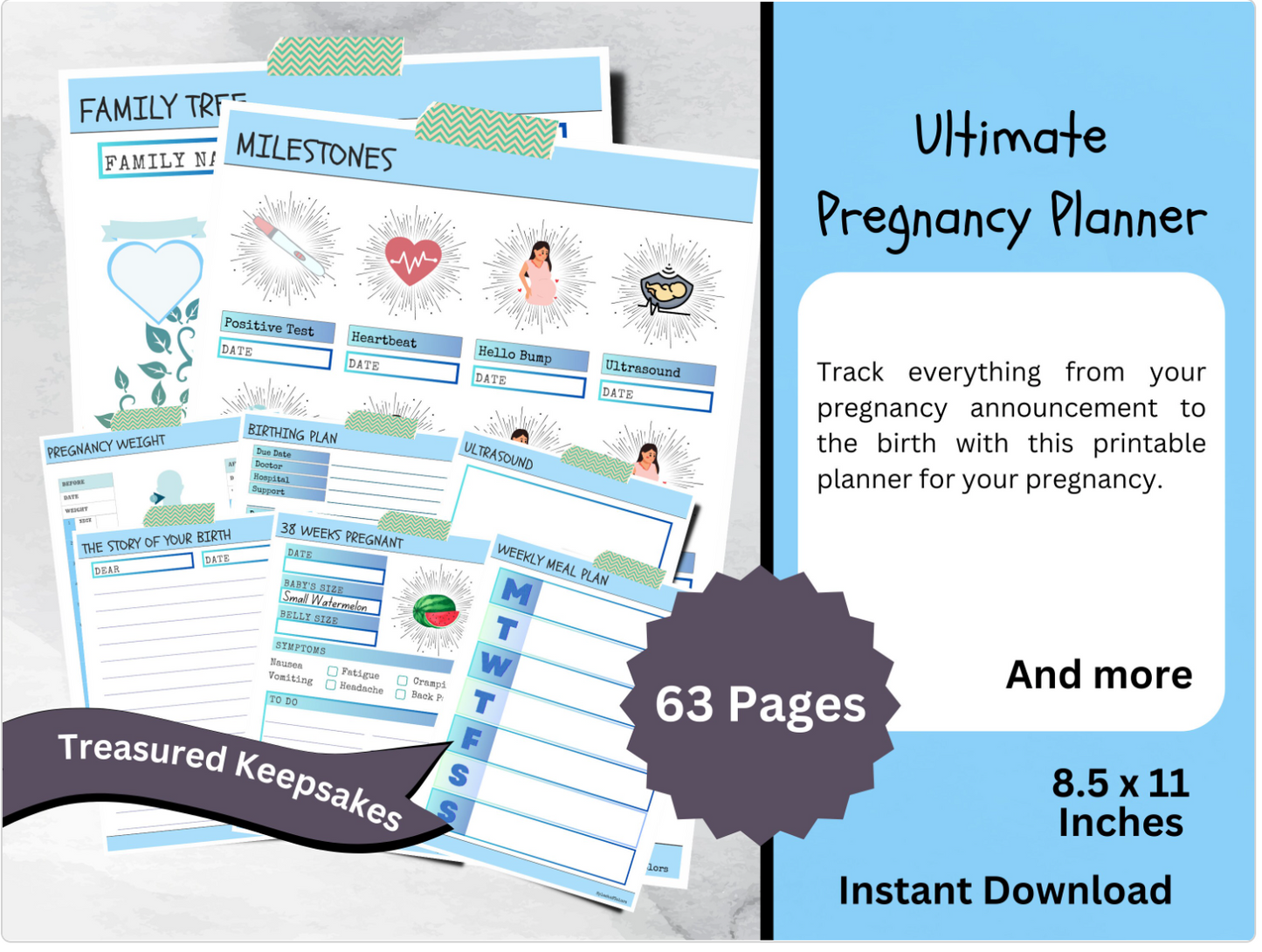 Ultimate Printable Pregnancy Planner with Fruit Vegetable Baby Sizes