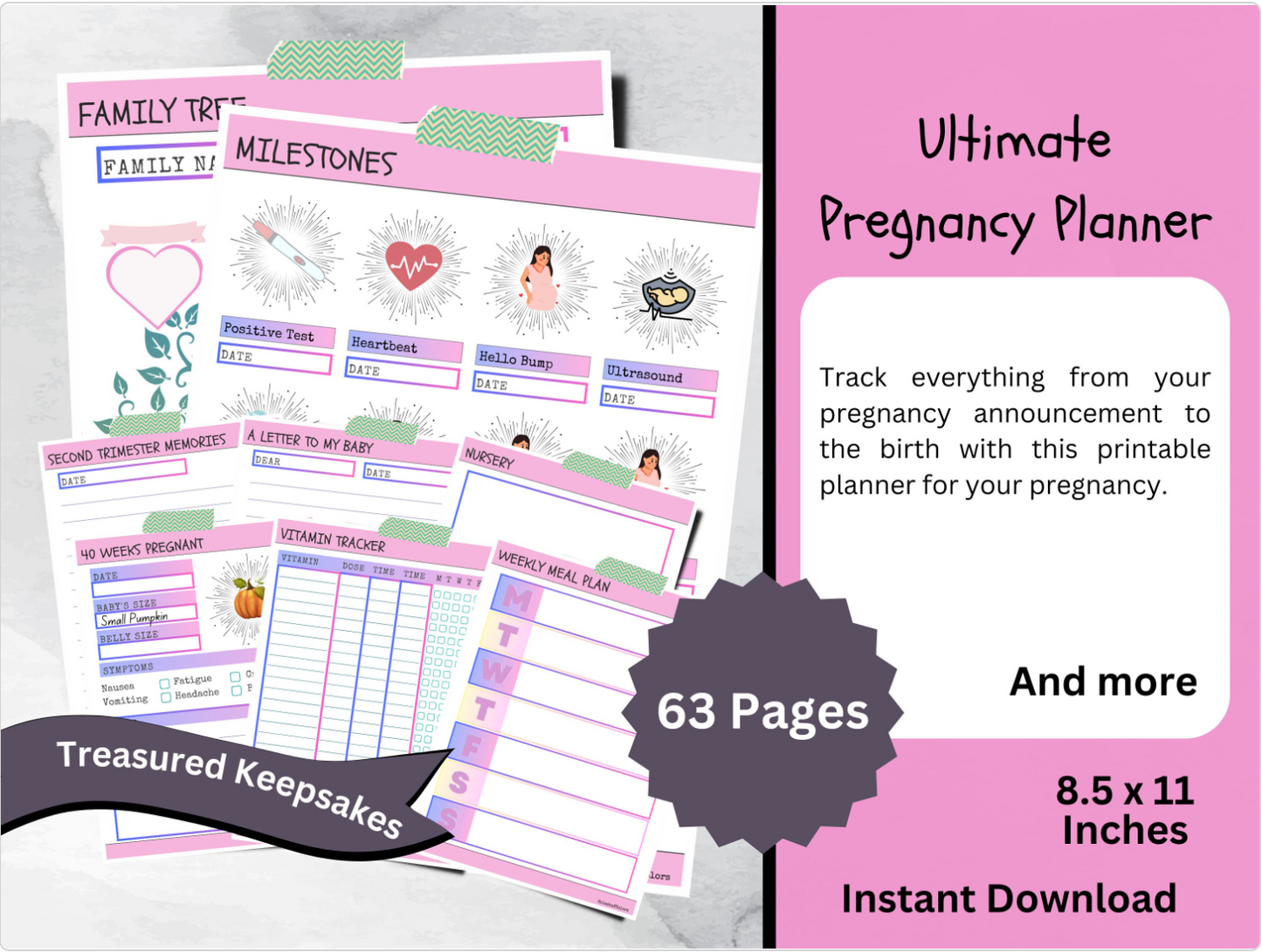 Ultimate Printable Pregnancy Planner with Fruit Vegetable Baby Sizes