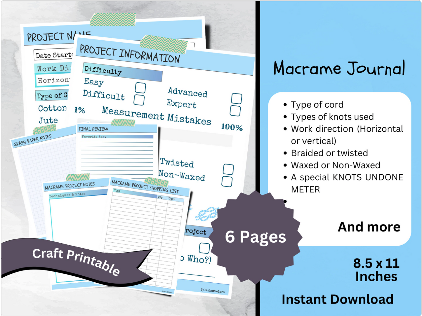 Printable Handmade Macrame Project Tracker and Production Planner