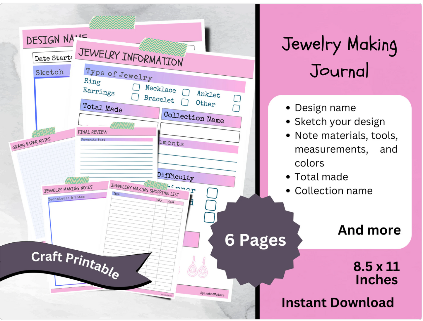 Jewelry Making Log Book With Room to Keep Track of Your Inspirations