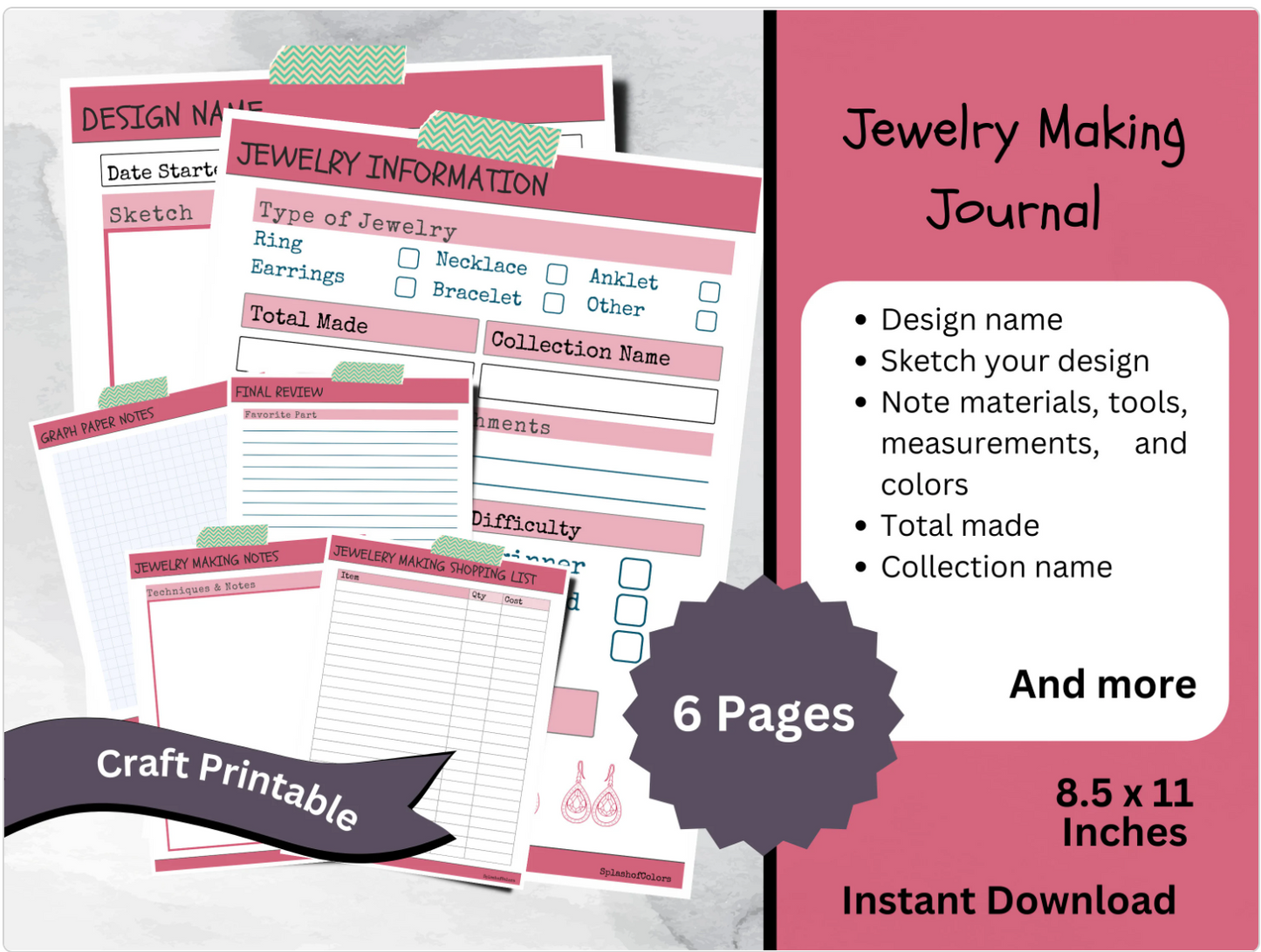 Jewelry Making Log Book With Room to Keep Track of Your Inspirations