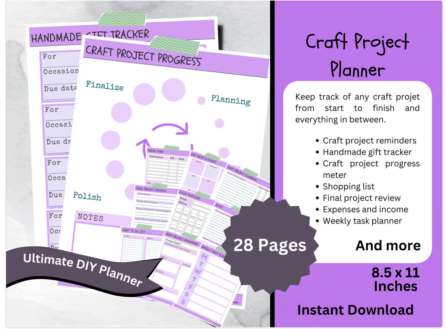 Printable Craft Planner for DIY Projects and Handmade Crafts