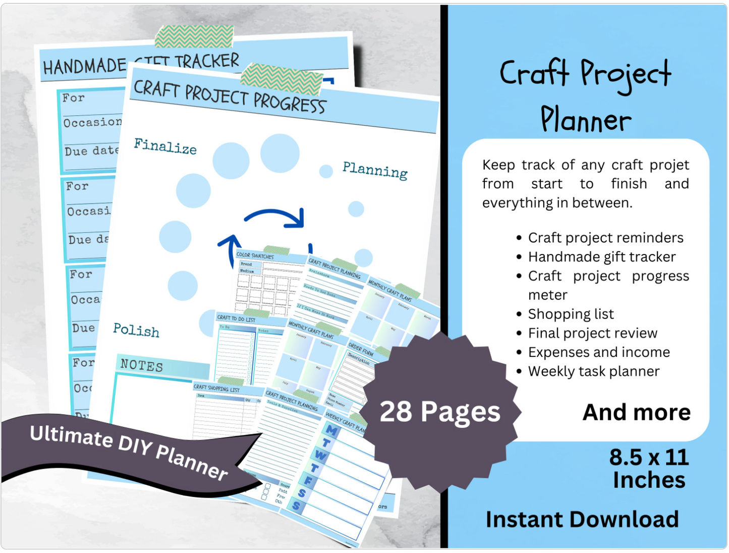 Printable Craft Planner for DIY Projects and Handmade Crafts