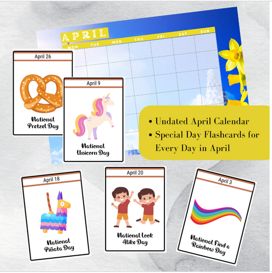 April National Days Flashcards and FREE Undated April Printable Calendar