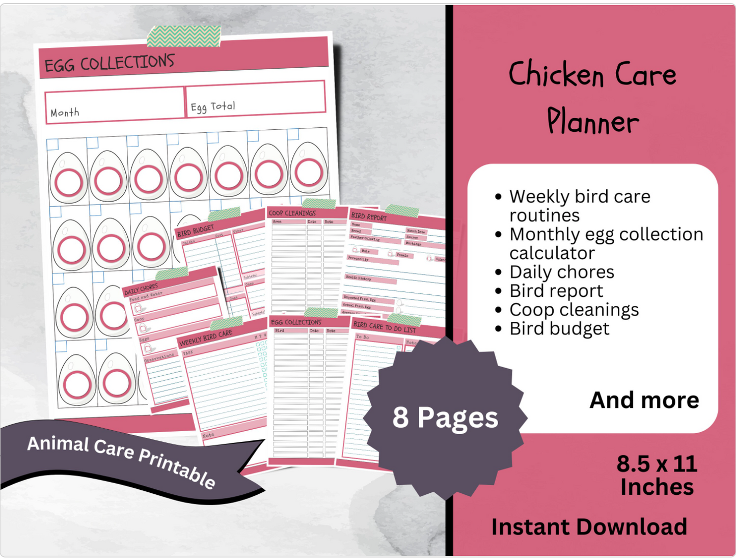 Printable Bundle for Chicken and Bird Care, Backyard Chickens