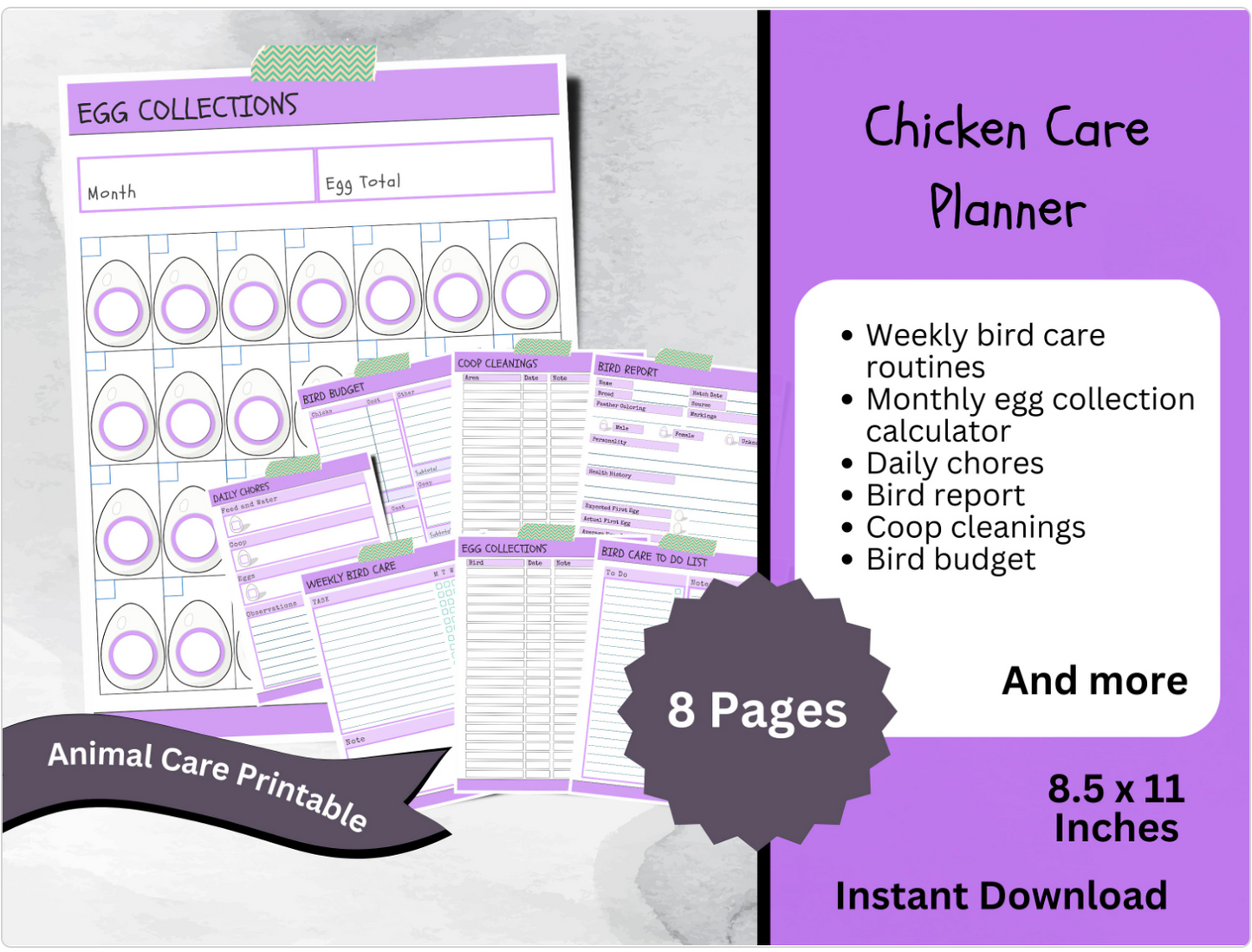 Printable Bundle for Chicken and Bird Care, Backyard Chickens