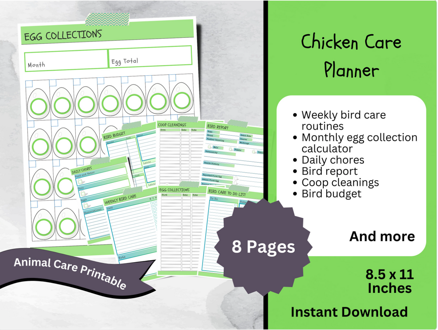 Printable Bundle for Chicken and Bird Care, Backyard Chickens