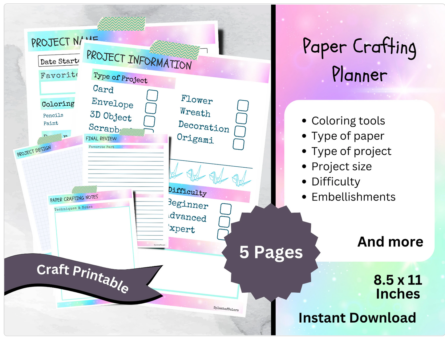 Printable Planner for Handmade Paper Gift Creators, Paper Craft Log