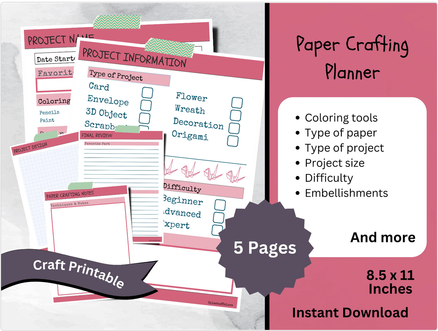 Printable Planner for Handmade Paper Gift Creators, Paper Craft Log