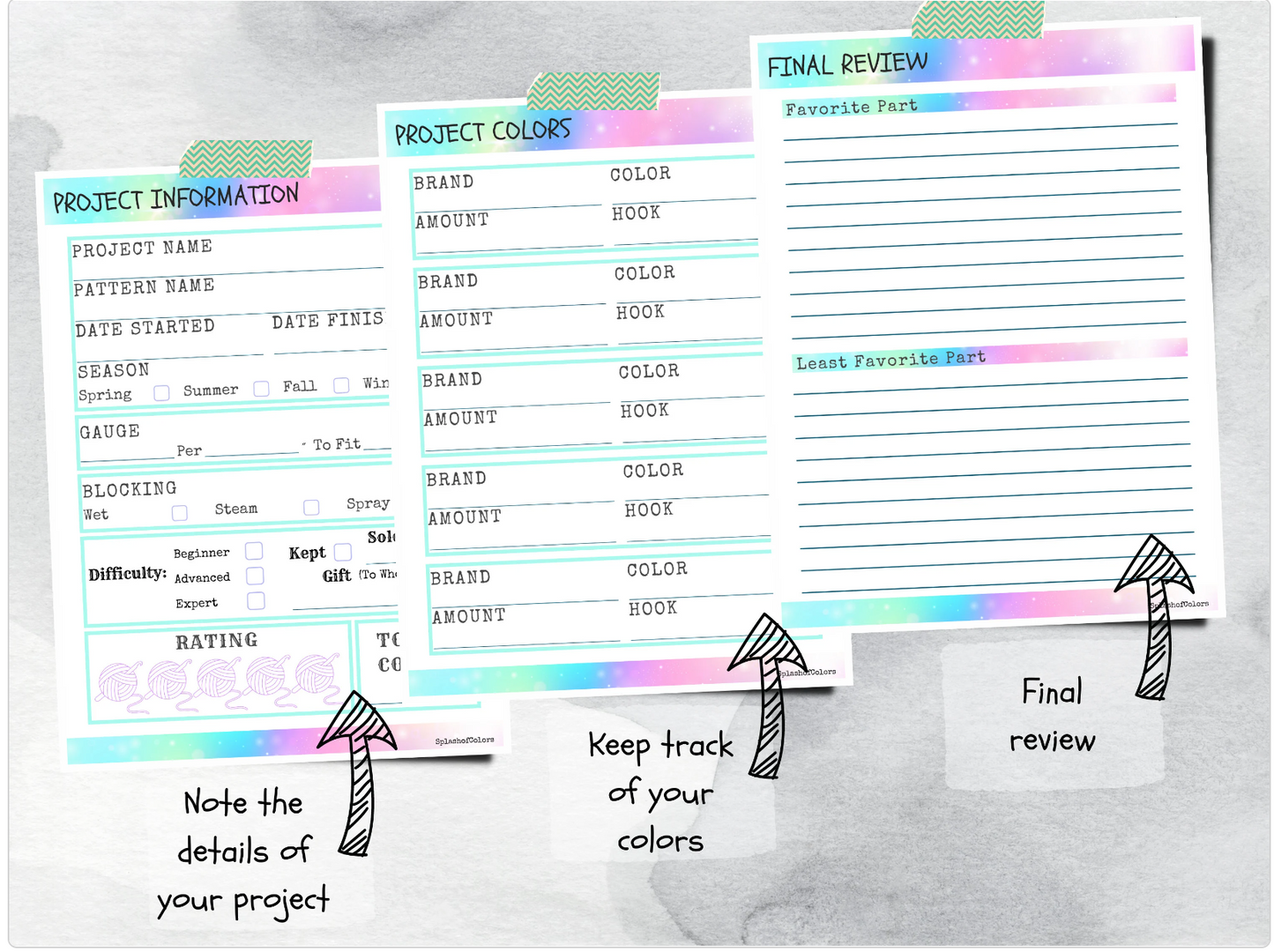 Printable Project Planner for Crochet & Knitting, Craft Project Organizer, Yarn Tracker