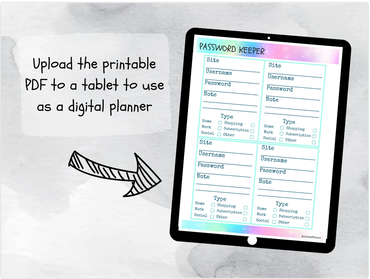 Printable Password Organizer, Utility, Services, Apps, and Computer Information, Digital Life Organization Tool