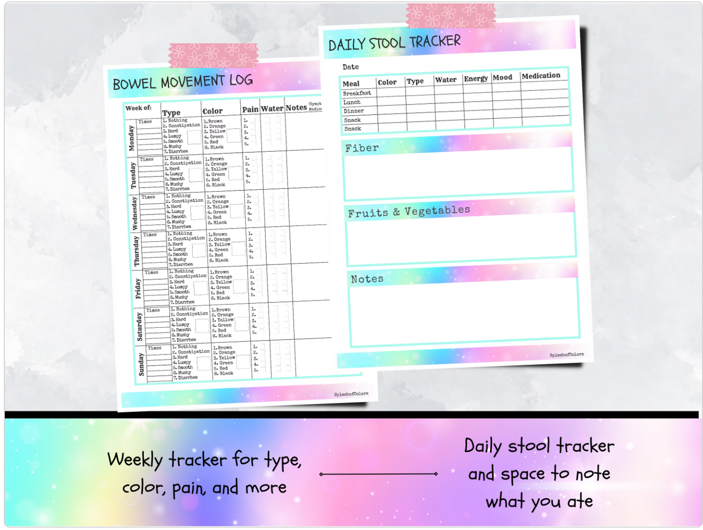 Printable Bowel Movement Log, Daily Stool Tracker, Poop Journal, IBS Management