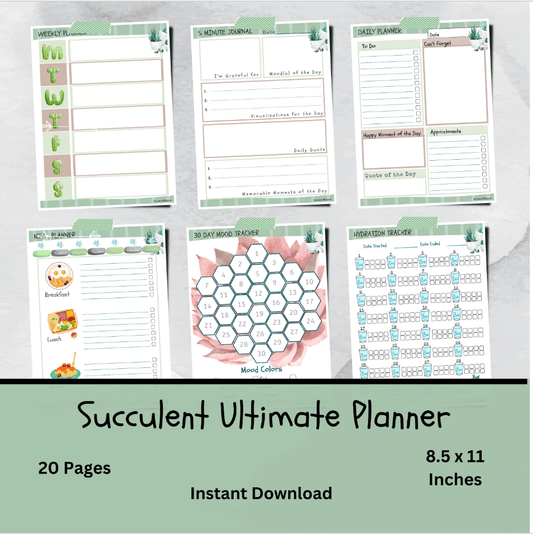 Ultimate Succulent Daily Planner Printable Organizer