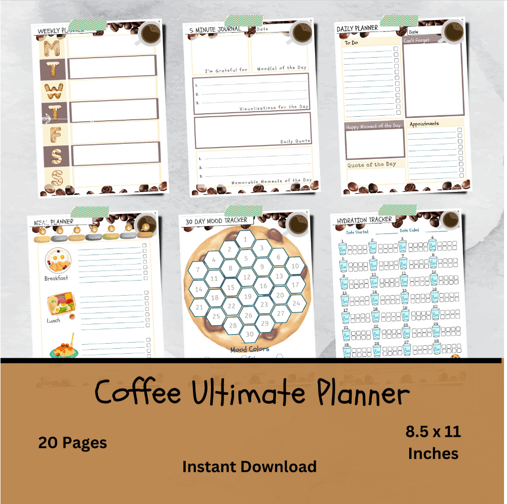 Ultimate Coffee Lover Daily Planner Printable Organizer