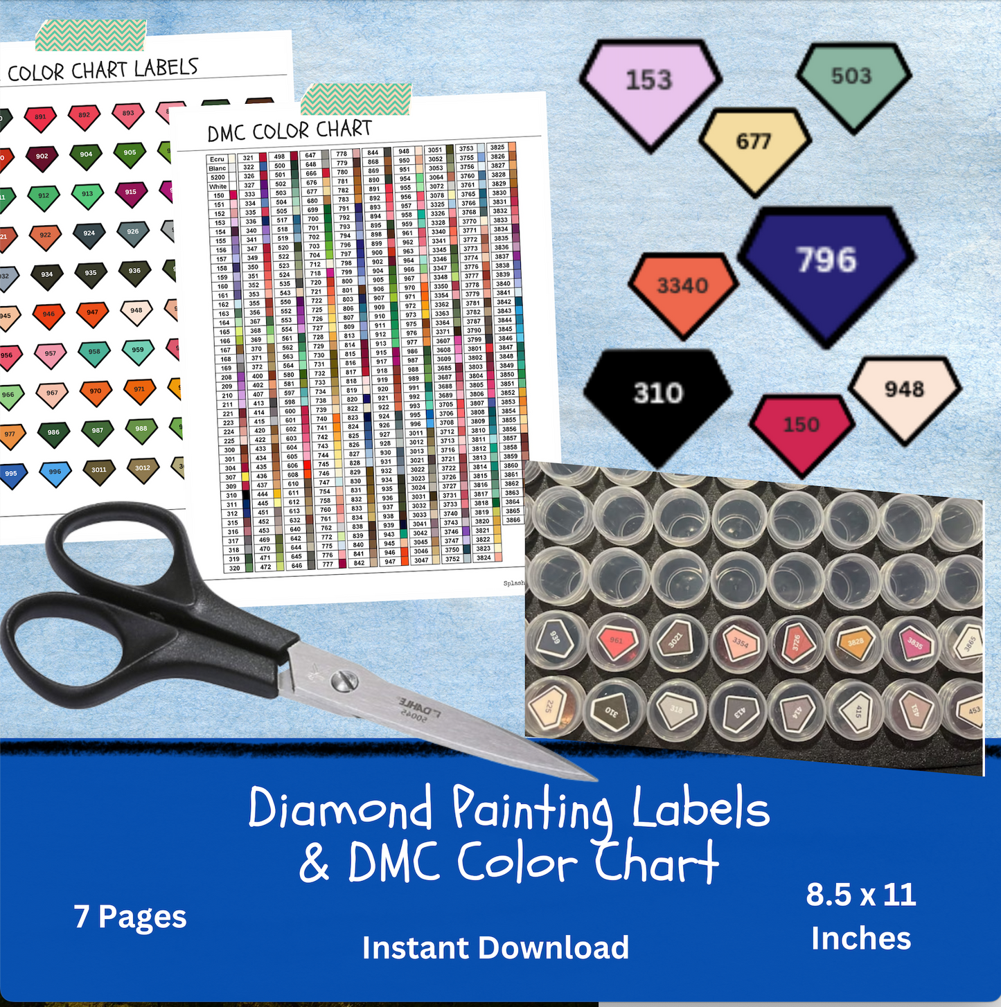 Printable DMC Color Label Stickers and DMC Color Chart