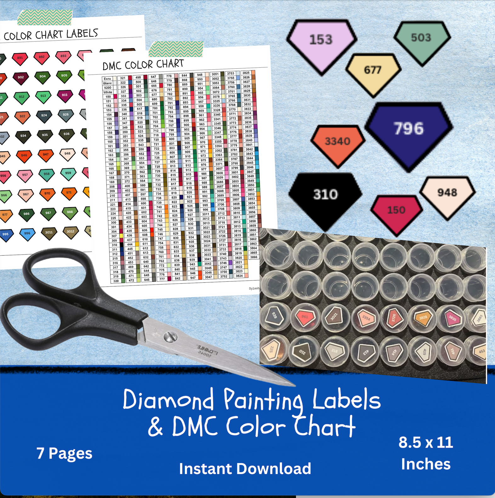 Printable DMC Color Label Stickers and DMC Color Chart