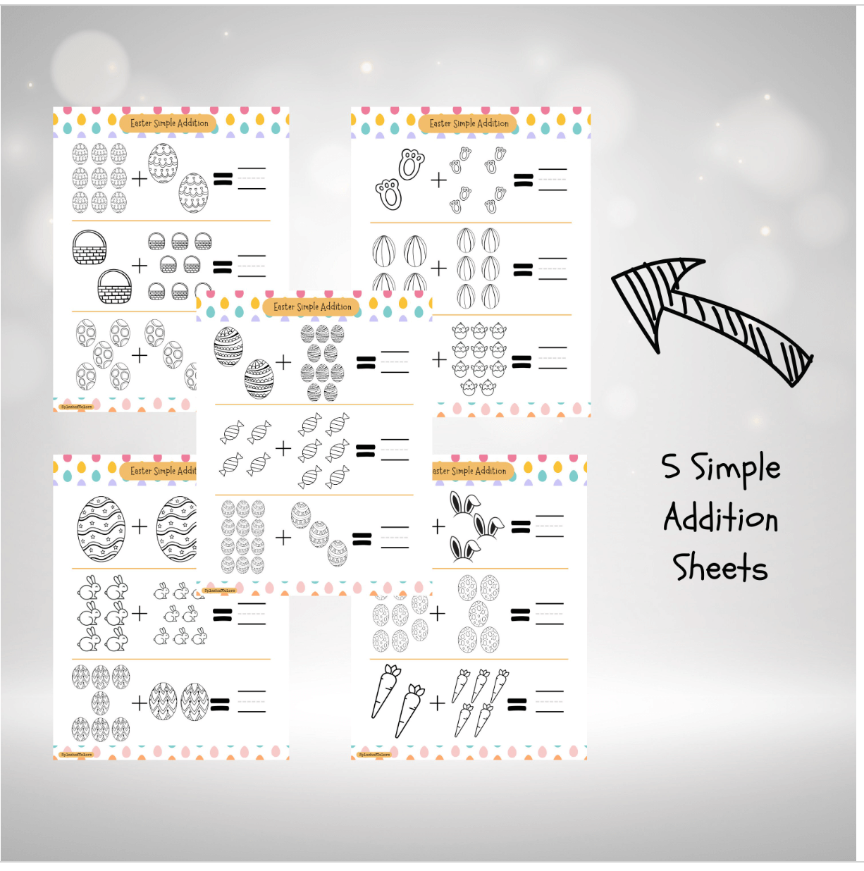 Simple Addition and Subtraction Easter Themed Math Worksheets