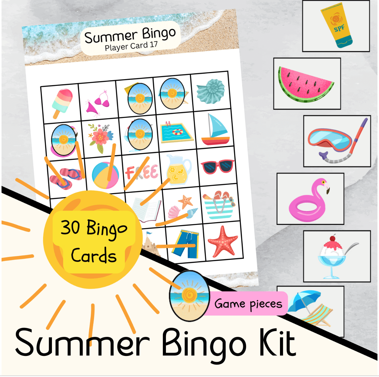 30 Unique Summer Bingo Cards – Printable Spring Fun for Family & Friends!