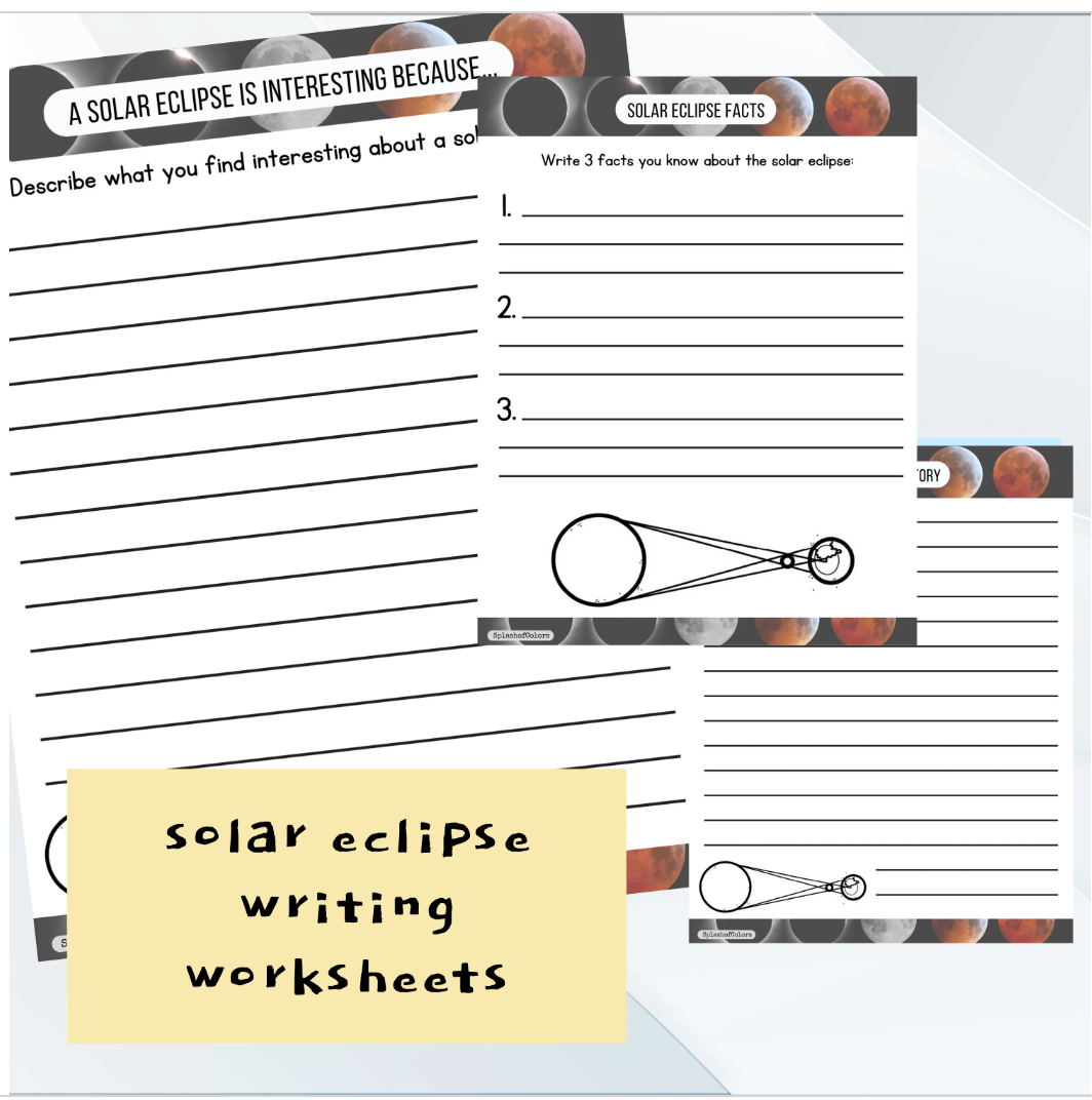 Printable Solar Eclipse Worksheets for Kids