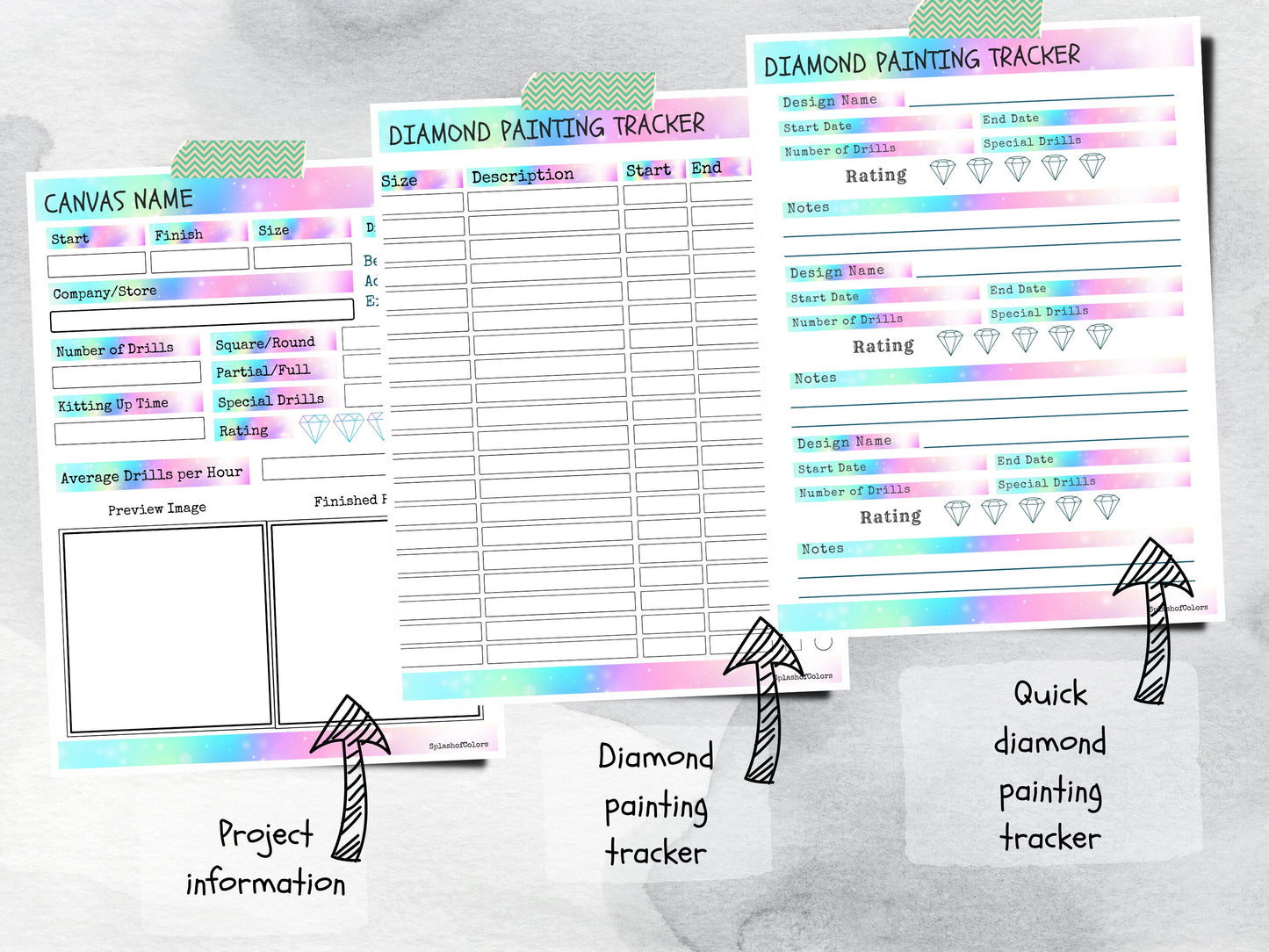 Printable Diamond Painting Planner, Paint with Diamonds Organizer