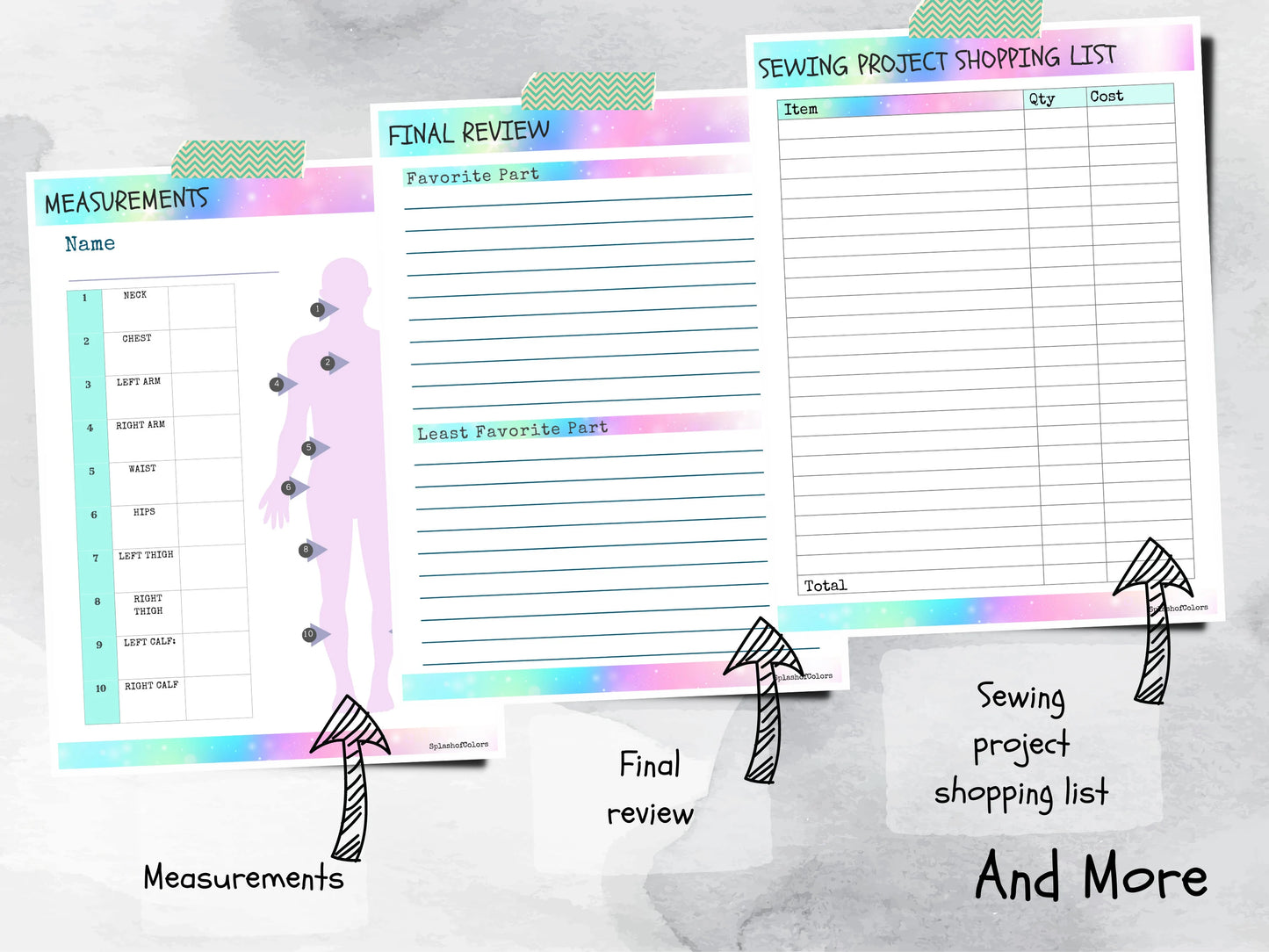 Printable Sewing Project Planner With Measurement Tracker, Cute Journal for Beginner