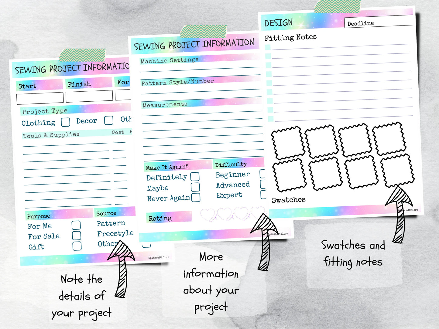 Printable Sewing Project Planner With Measurement Tracker, Cute Journal for Beginner