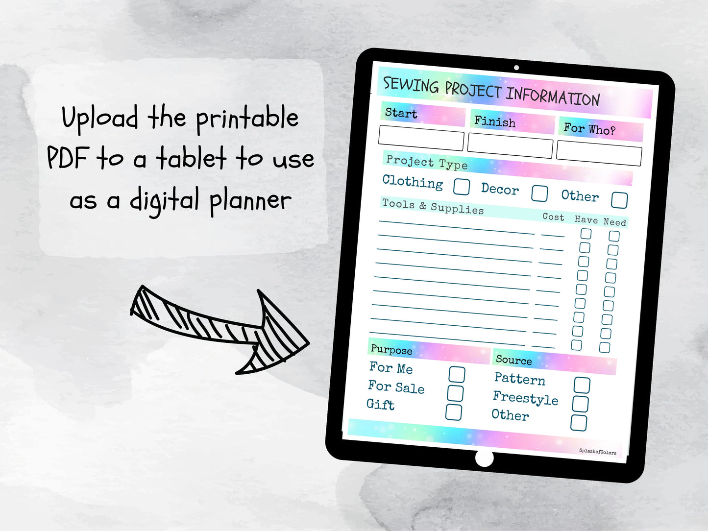 Printable Sewing Project Planner With Measurement Tracker, Cute Journal for Beginner