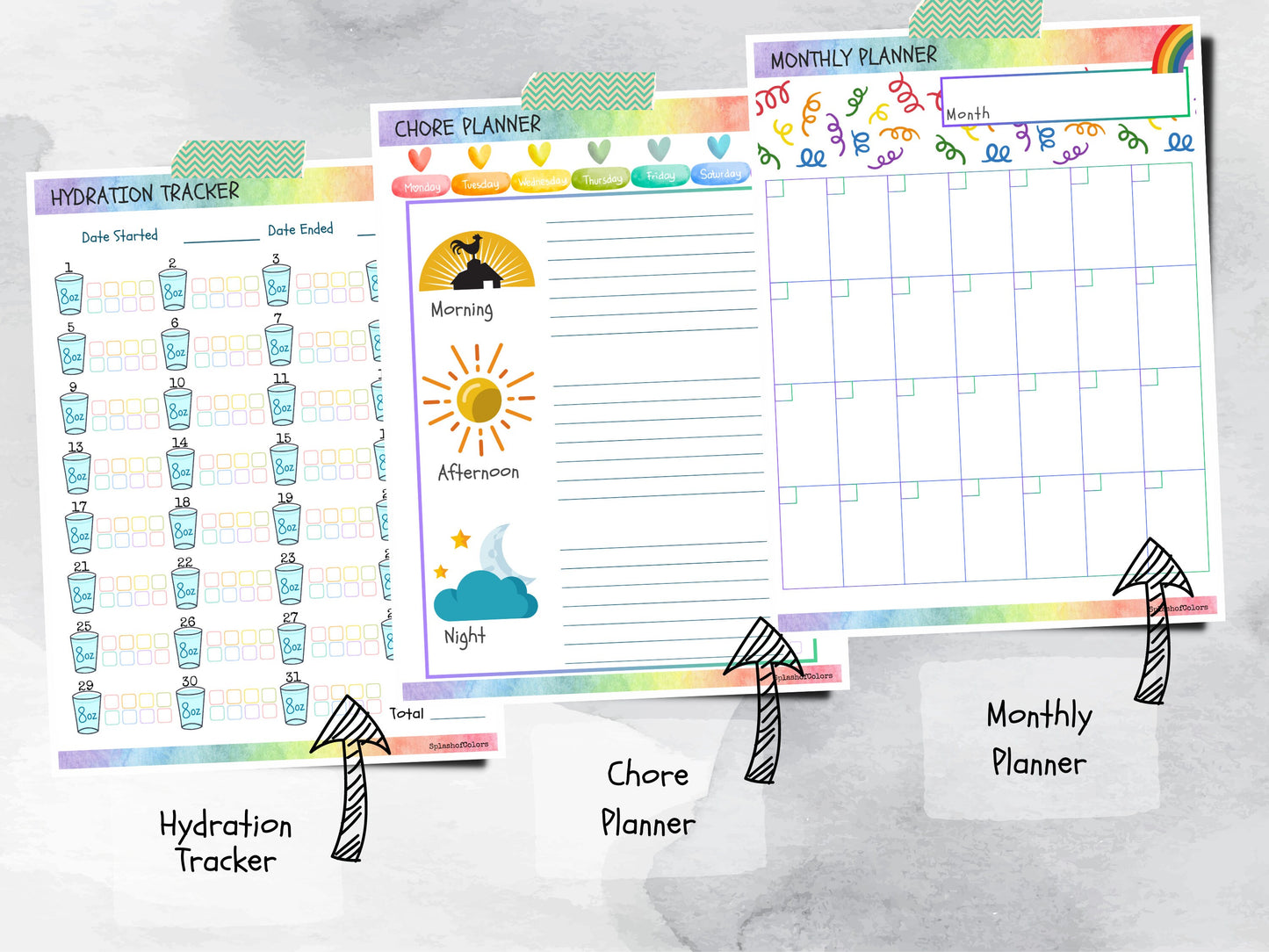 Ultimate Rainbow Daily Planner Printable, Colorful Daily Organizer