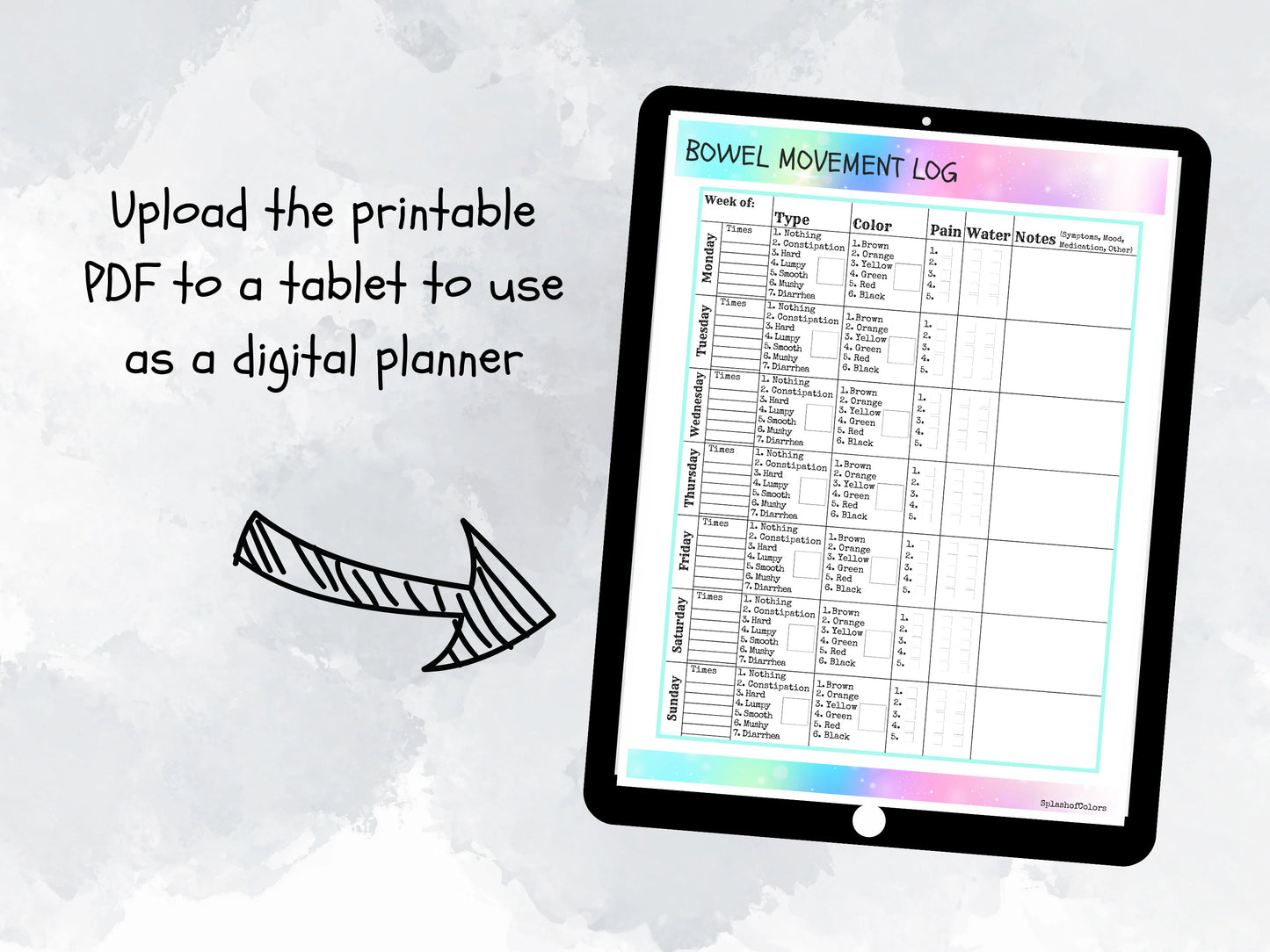 Printable Bowel Movement Log, Daily Stool Tracker, Poop Journal, IBS Management