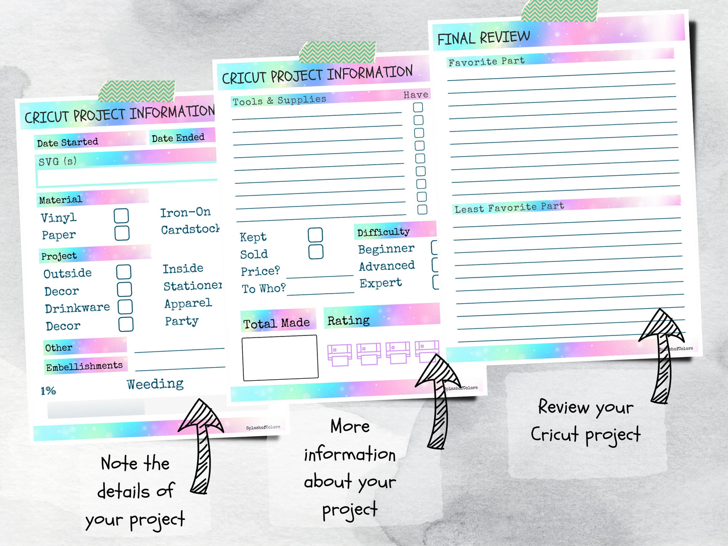 Cricut Journal Project Printable, Craft Progress & Supply Organizer, Cricut SVG