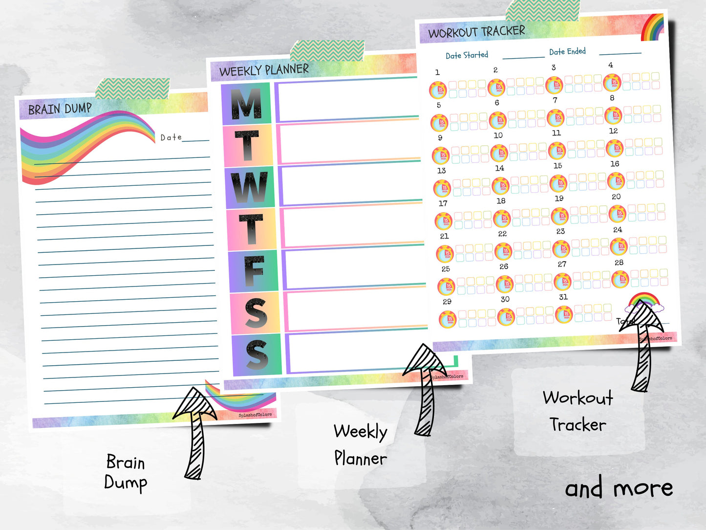 Ultimate Rainbow Daily Planner Printable, Colorful Daily Organizer