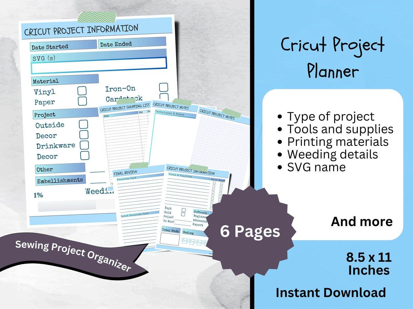 Cricut Journal Project Printable, Craft Progress & Supply Organizer, Cricut SVG