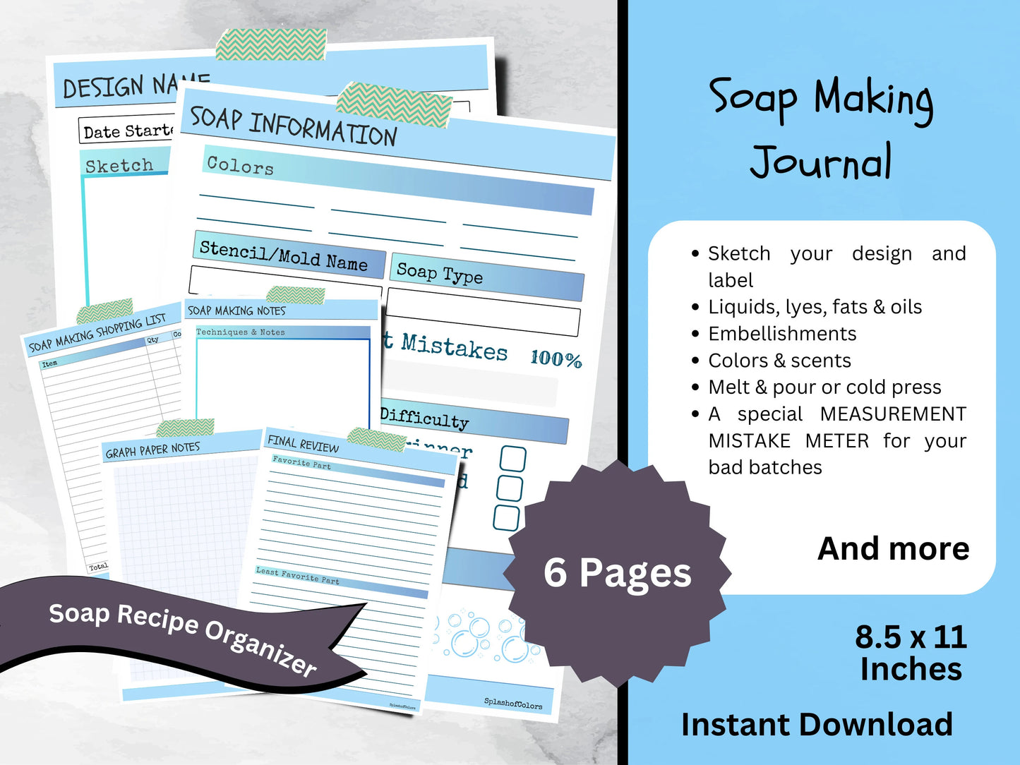 Printable Soap Making Project Journal for DIY Soap Makers