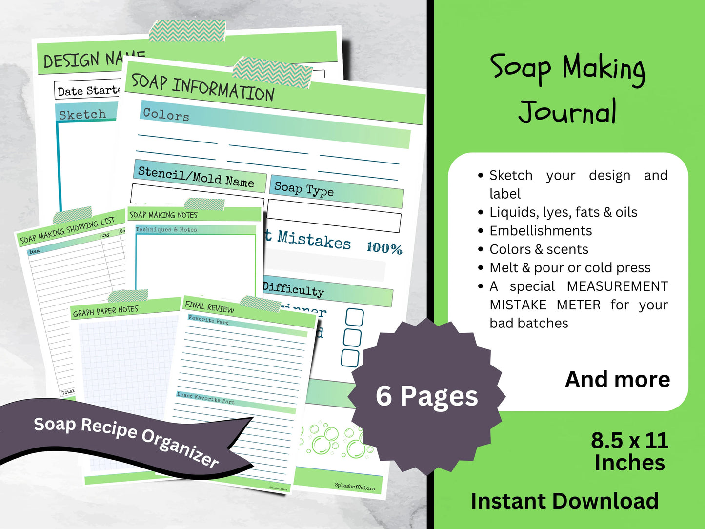 Printable Soap Making Project Journal for DIY Soap Makers