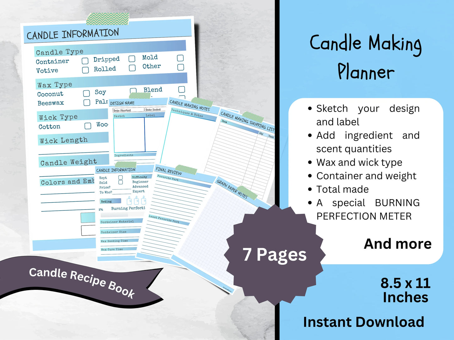 Printable DIY Candle Making Planner, Candle Making Production Tracker