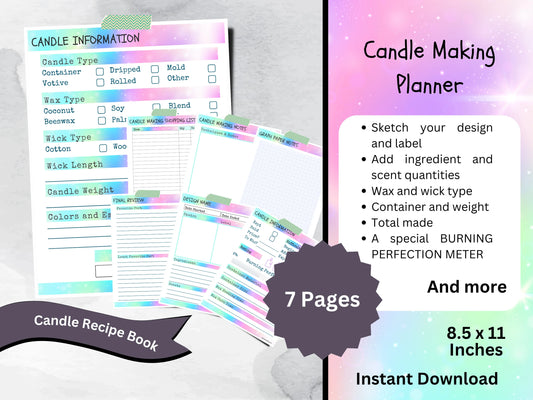 Printable DIY Candle Making Planner, Candle Making Production Tracker