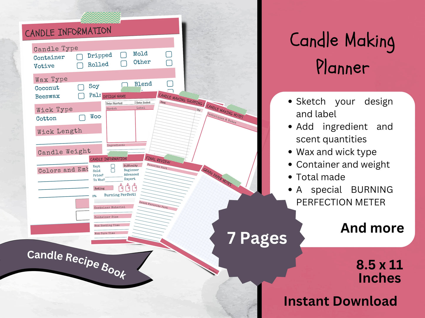 Printable DIY Candle Making Planner, Candle Making Production Tracker