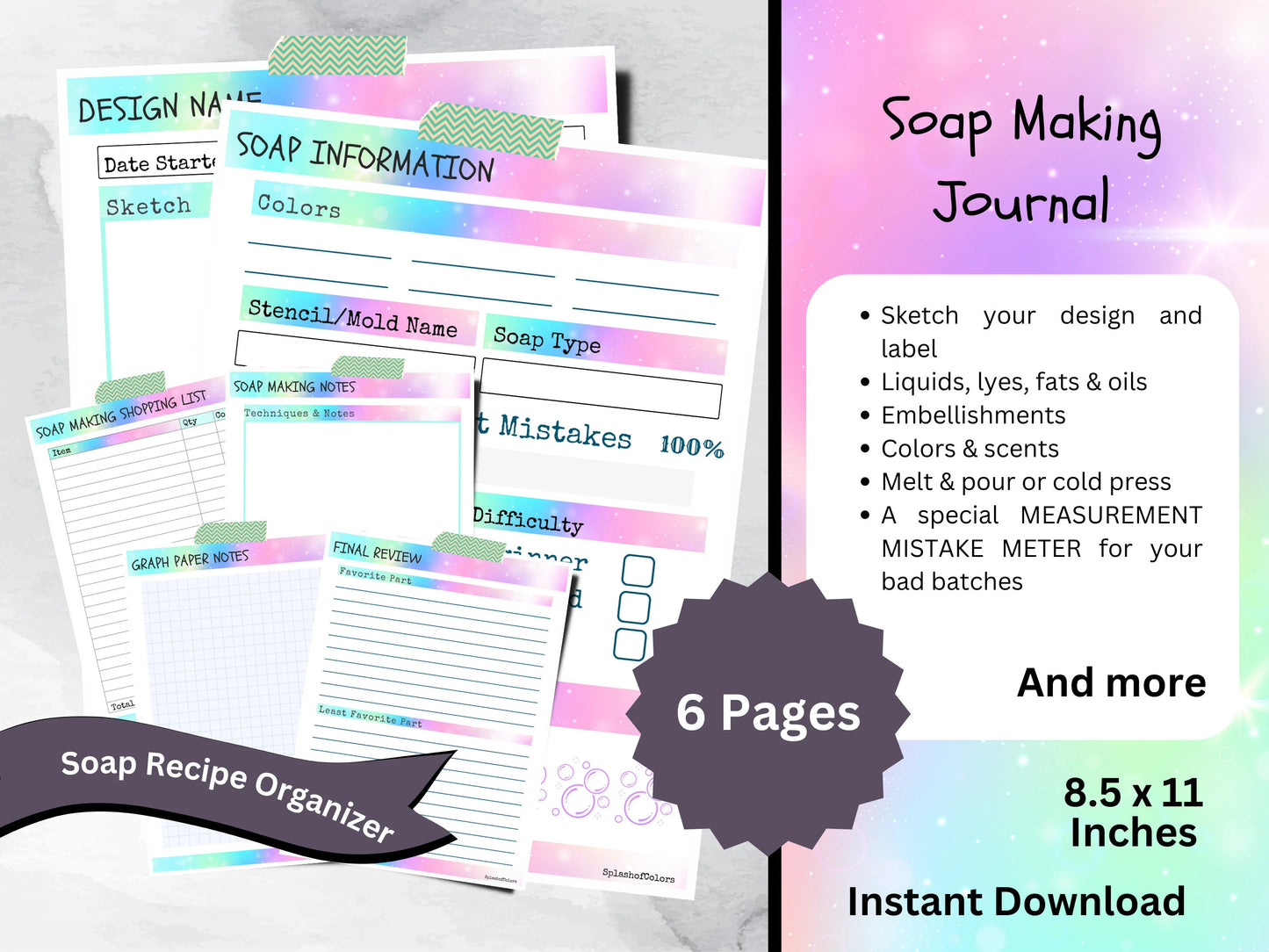 Printable Soap Making Project Journal for DIY Soap Makers