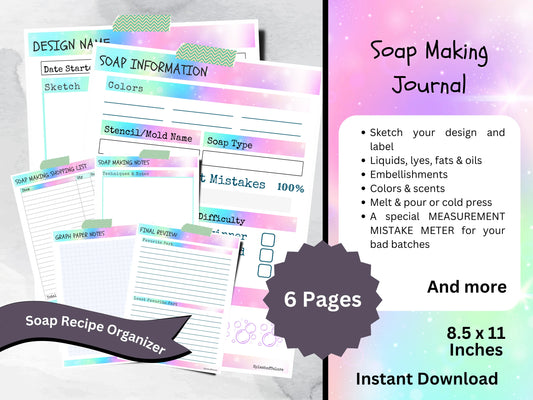 Printable Soap Making Project Journal for DIY Soap Makers