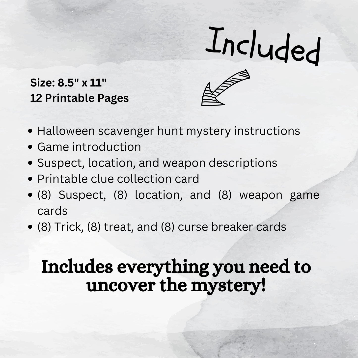 Halloween Murder Mystery Scavenger Hunt Game for Kids and Adults, Clue Inspired