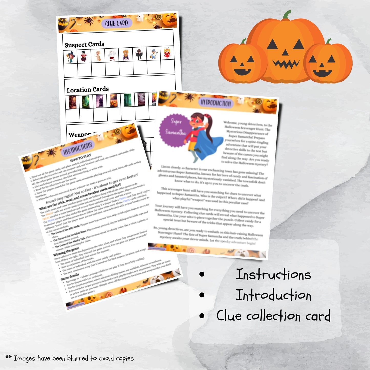 Halloween Murder Mystery Scavenger Hunt Game for Kids and Adults, Clue Inspired