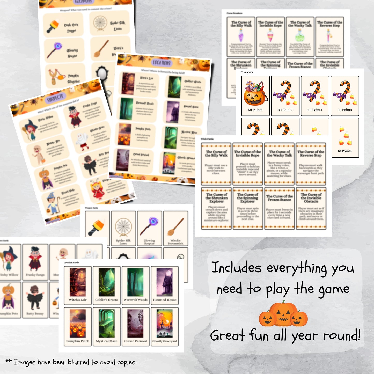 Halloween Murder Mystery Scavenger Hunt Game for Kids and Adults, Clue Inspired