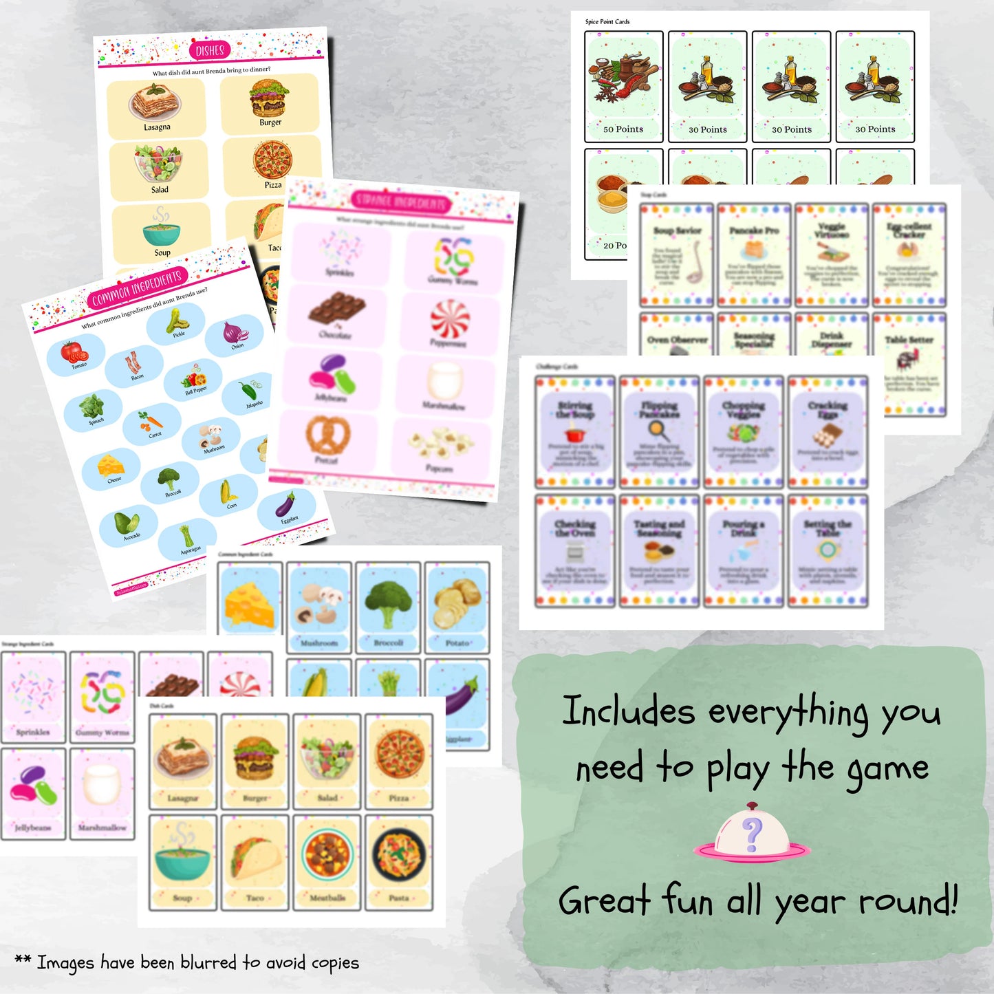 Printable Silly Food Card Game For All Ages, What Did Aunt Brenda Bring to Dinner?