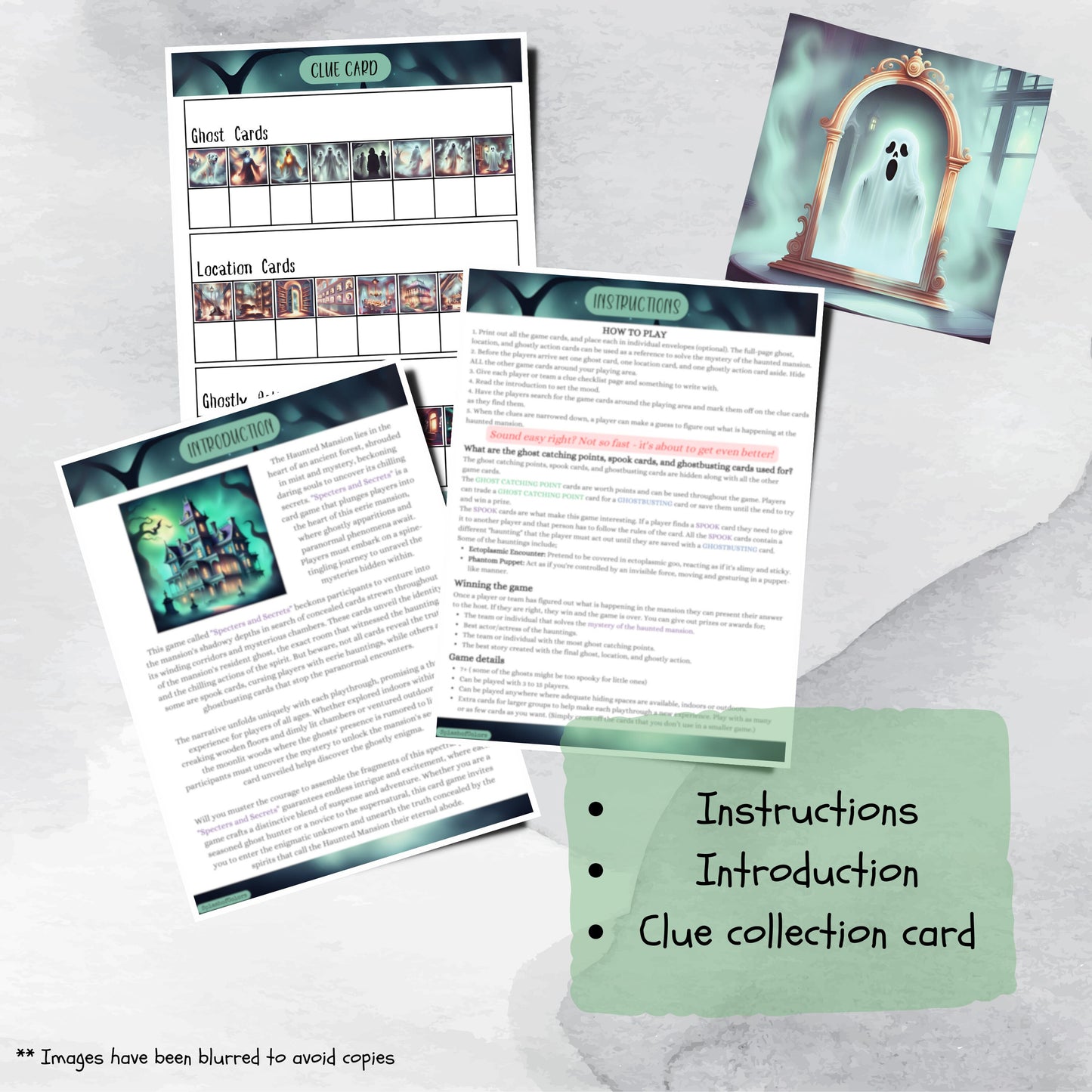 Printable Haunted Mansion Card Game, Ghost Catching Game, Mystery Card Game for Parties