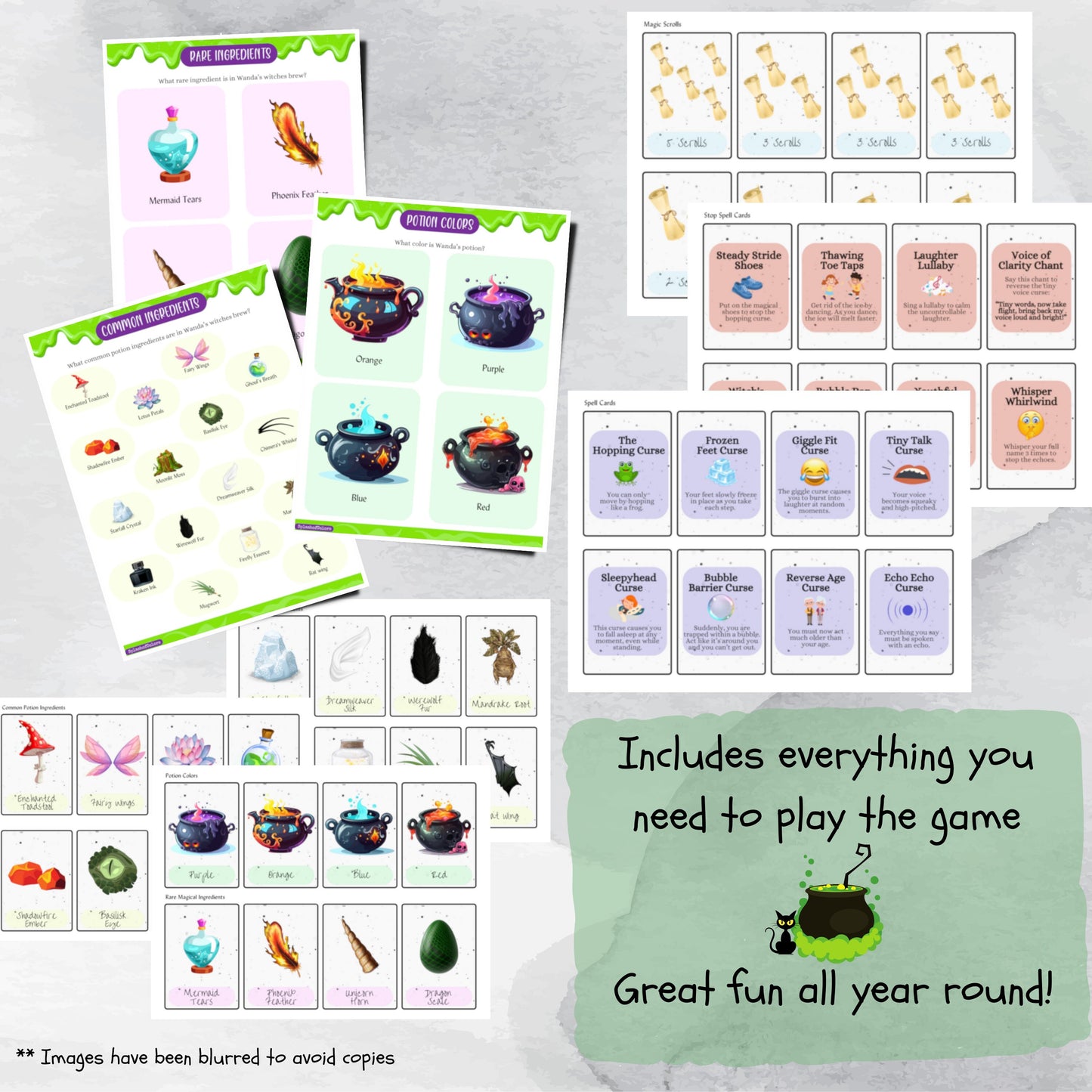 Printable Magic Potion Card Game For All Ages, What's in Wanda's Witches Brew?