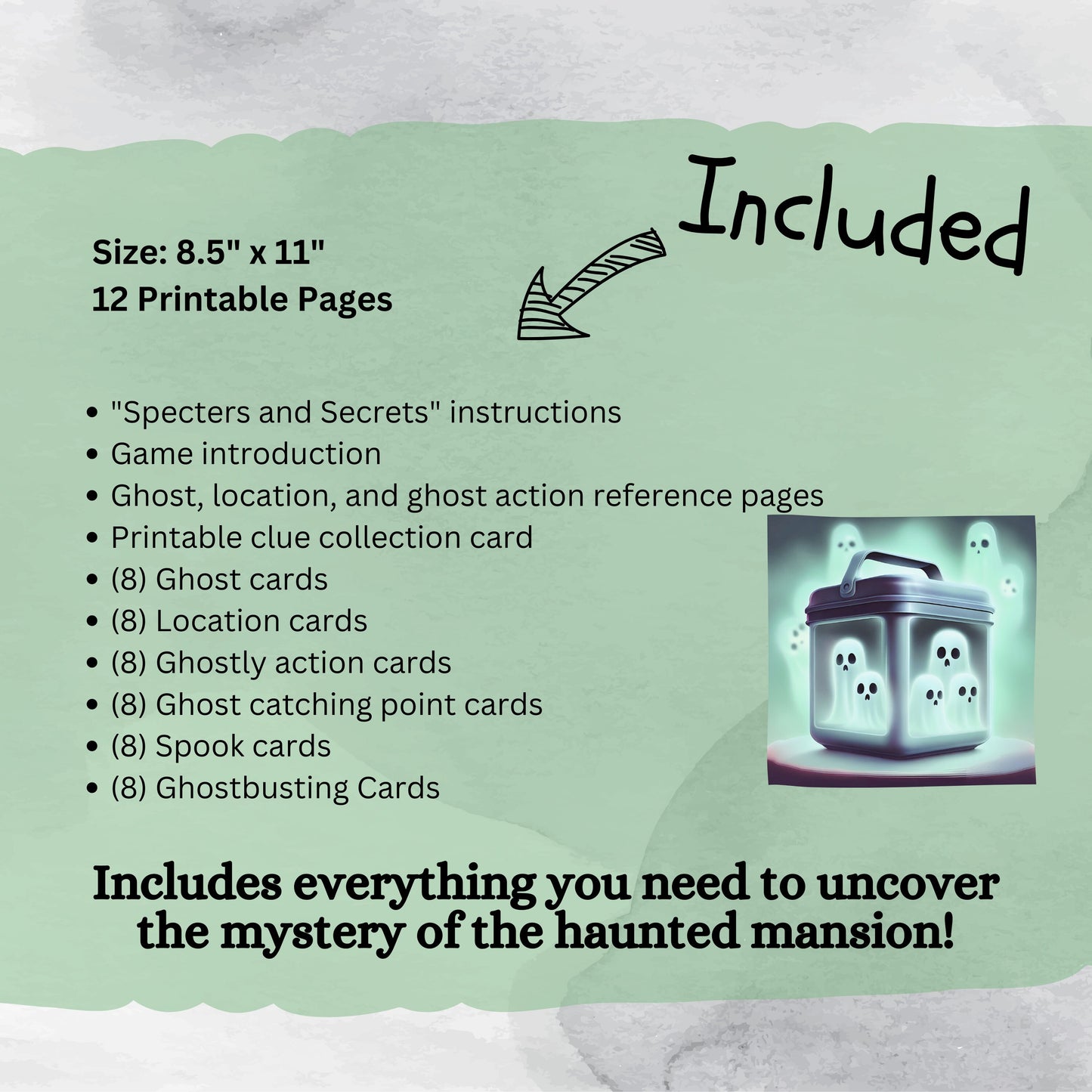 Printable Haunted Mansion Card Game, Ghost Catching Game, Mystery Card Game for Parties