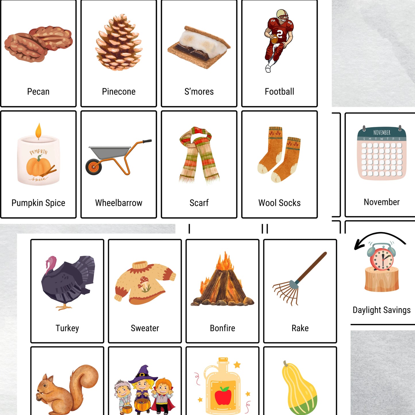 40 Fall/Autumn Flashcards, Classroom Educational Resources