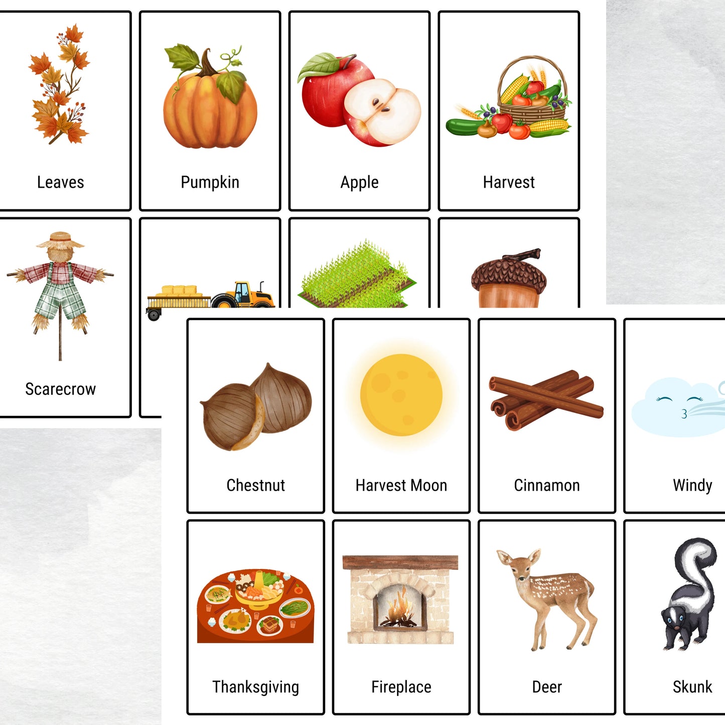 40 Fall/Autumn Flashcards, Classroom Educational Resources