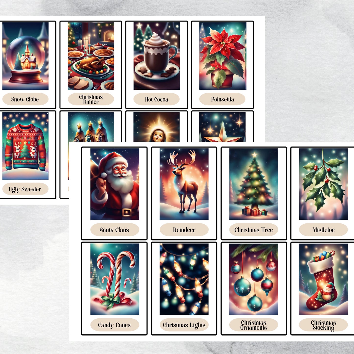 40 Christmas Flash Cards, Holiday Season Learning Resources